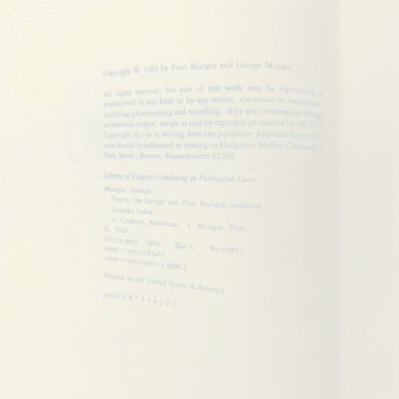 Piret's The George and Piret Munger Cookbook Autographed Hardcover Dust Jacket - Picture 5 of 16